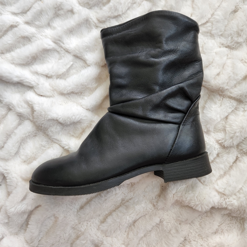 Vintage size 7 Narrow Leather Slouchy Dexter Hipster Boots Shoes - Picture 4 of 6